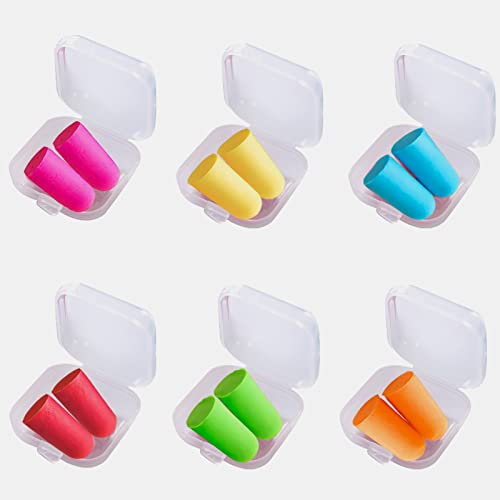 6 Paar Ohrstöpsel, Schlaf-Ohrstöpsel, 6 Farben sleepbuds, weiche Schaumstoff mit durchsichtigem Gehäuse, geräuschunterdrückende für Schlaf, Arbeit und Studium