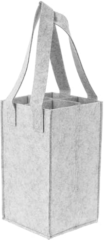 jojofuny Portable Felt Wine Bottle Bag, 4 Bottle Carrier, Insulated Storage Tote for Red Wine, Black, 16x15x28cm, for Parties, Travel, Christmas