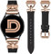 Wearlizer Lederarmband Kompatibel mit Samsung Galaxy Watch 7/6/4/5 Active 2 40mm 44mm/5 Pro 45mm/4 Classic Damen, 20mm Elegant Armbänder für 6 Classic/FE 40mm, Schwarz/Rosegold