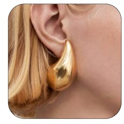 LOUMILEO Groß Dupes Ohrringe Gold Creolen Chunky Gold Creolen 14-karätig Vergoldet Wassertropfen Tropfen Ohrringe Leicht Gold Tropfen Ohrringe Modisch Gold Wassertropfen-Ohrringe für Damen
