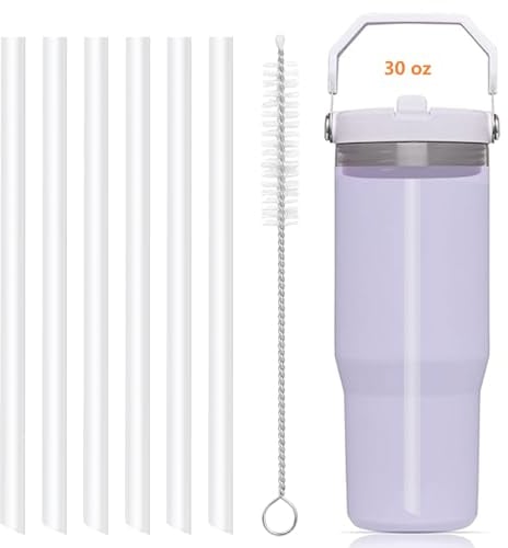 Replacement Straws Compatible with Stanley IceFlow Flip Straw Tumbler(17oz/20oz/30oz/ 64oz/22oz/40oz)-Accessories Set Include 6 Straws,1 Cleaning Brush(Not For Stanley Ice Flow 2.0 Flip Tumbler)