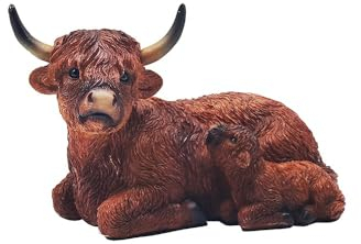 Lesser & Pavey Decorazione a forma di mucca delle Highland con vitello, ideale come regalo | Bella mucca delle Highland per la decorazione della casa e dell'ufficio | Dalla collezione Leonardo Animal