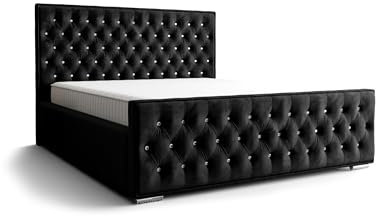 Verona Idee Polsterbett POSSO mit Lattenrost Holzrahmen Bettkasten 5 Größen viel Farben Auswahl SCHWARZ 120cm X 200cm