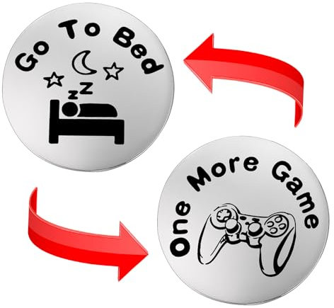 Amaxiu Entscheidungsträger Münzen,Geschenke lustige Destiny Flip Münzen EIN weiteres Spiel oder ins Bett gehen Edelstahl Flip Challenge Wahl Glücksmünze für Spieleliebhaber Frauen Geburtstag (Silber)