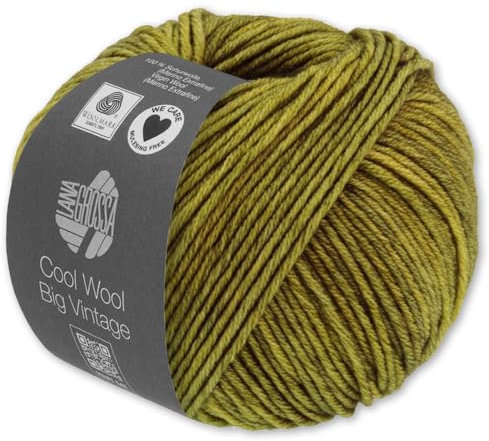 Frida's Wollhaus Lana Grossa 50 g Cool Wool Big Vintage Wolle Garn Merino Stricken 10 Farben (7161 | Oliv)