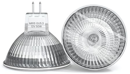 TobeBright Ampoule Halogènes 50W MR16 GU5.3 Dimmable Blanc Chaud 2700K 12V Ampoules Halogènes Projecteur Spotlight Couverture en Verre pour Projecteur de plafond, Lot de 2