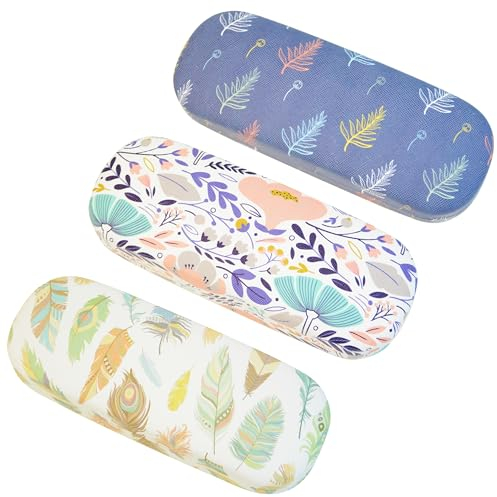 K KAREZOG Glasses Case,3 Pcs Glasses Case for Women,Spectacle Cases Eyeglass Case with PU Leather,Glasses Case Hard Shell,Sunglasses Case Women Men