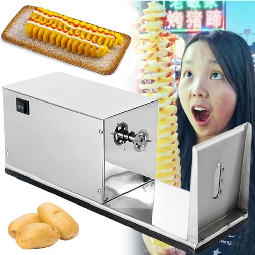 RayGenius Macchina A Torre della Patata Affettatrice Elettrica A Spirale della Patata Affettatrice Automatica della Patata di Allungamento Macchina Elettrica della Torre della Patata。