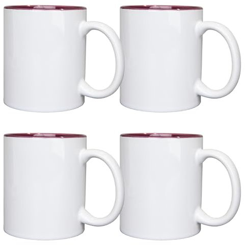 SHATCHI 4 tazas blancas de sublimación de doble color de 325 ml, tazas de sublimación con revestimiento de prensa de calor, tazas de té, café, regalo personalizado
