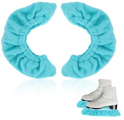 Prasacco 2 Stück/1 Paar Kufenschoner für Schlittschuhe, Elastische Schlittschuhe Kufenschoner 25x8,5 cm Faser Schutzhülle für Damen Herren Hockeyschlittschuhe und Eiskunstlaufschuhe (Blau, Größe L)