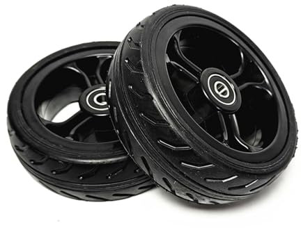 2 Stück 5-Zoll-Vollgummi-Rad-Ersatz, 5×2 Ersatzrollen für Rollator Rollstühle Roller, ABS-Kunststoffnabe mit 8mm-Metall-Lager