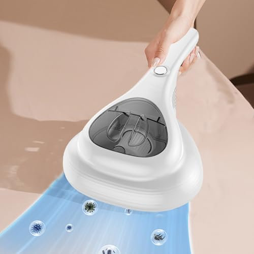 Kamanan 10 KPa Aspirapolvere Portatile per Materassi,Aspirapolvere Materasso Antiacaro,Aspira Acari per Materassi e Divani,Aspirapolvere per Materassi Senza Fili,Aspirapolvere per Acari (Bianco)