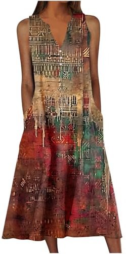 Été Boho Robe Femme Doux Couleur Unie Mode Loose Grande Taille Sexy sans Manches Robes De Soirée Robes Mi-Longueur Vêtements Ample Maison De Plein Air Décontracté Chic Et Élégant Pas Cher
