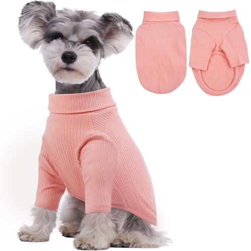 Kuoser Hundepullover, Strick Hundejumper Pyjama mit Langen Ärmeln, Kuscheliger Winterpullover Hundekleidung Rosa M