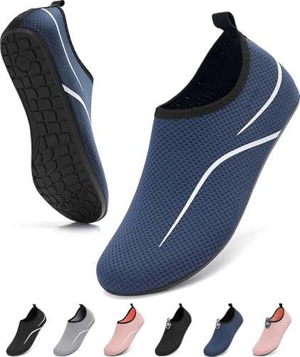 VOLHAL Wasserschuhe Herren Badeschuhe Damen Schwimmschuhe Schnell Trocknend Strandschuhe rutschfeste Aquaschuhe Leicht Surfschuhe für Beach Pool Yoga, Blau 38 EU