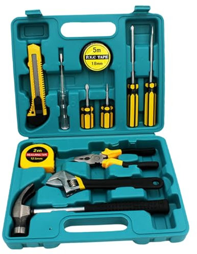 Set di strumenti (12 pezzi) kit di strumenti in acciaio di sostituzione professionale include cassetta degli attrezzi portatile a misura di martello da cacciavite con scatola di archiviazione per i