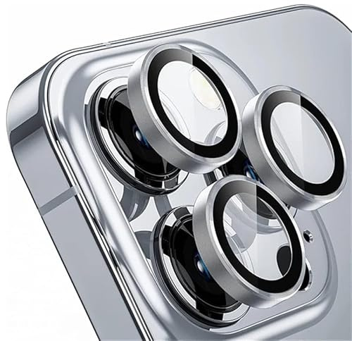 Generisch Kamera Schutzglas für iPhone 16 15 14 13 12 11 Pro Max Glas Metallring Silber / 12-11-12Mini (2PCS)