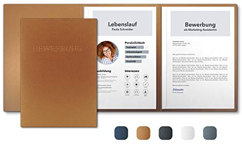 5 Stück 3-teilige Bewerbungsmappen Kupfer Metallic mit 2 Klemmschienen - Premium-Qualität mit hochwertiger Prägung BEWERBUNG - direkt vom Hersteller STRATAG