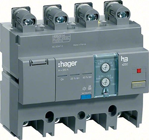 Hager X250 – Block Differential für X250 4-polig 160 A dimmbar Montage unten