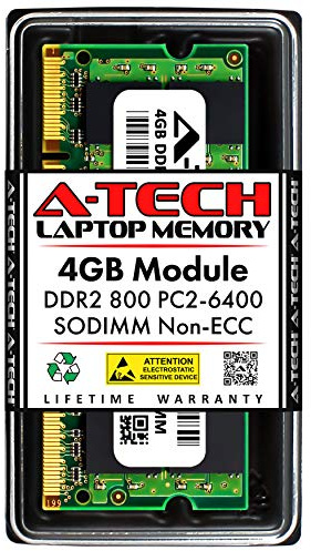 A-Tech 4GB DDR2 800MHz SODIMM PC2-6400 1.8V CL6 200-Pin Non-ECC Unbuffered Laptop RAM Memory Upgrade Module