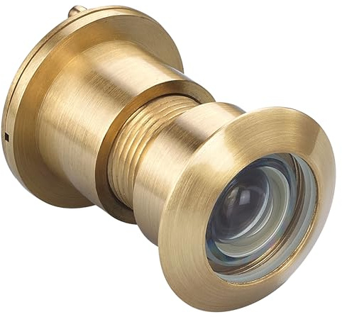 TOGU TG3828YG-SC Solid Brass UL Listed 220-degree Door Viewer Peephole with Heavy Duty Privacy Cover for 1-3/5 to 2-1/6 Doors, Brushed Gold Finish