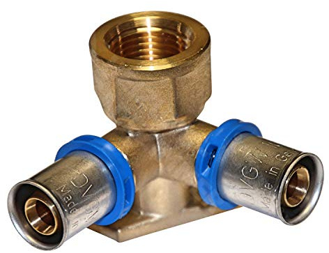 EasyPRESS Pressfitting Doppel-Wandscheibe 90° V-Form DVGW für Mehrschichtverbundrohr u. PE-RT (Pressprofil: TH - Kontur) Doppel-Wandscheibe 90° V-Form in (16 x 1/2 x 16)