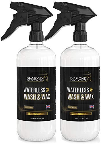 Diamond Shine System Waterless Wash and Wax - Car Cleaner Spray with Hydrophobic SiO2 - Car Polish that Washes and Waxes Car Paint giving a Showroom Shine - 1 Litre (2 x 1 Litre)