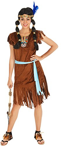 tectake dressforfun Frauenkostüm Indianerin | Kleid + Gürtel | Indianer Cowboy Verkleidung (XL | Nr. 300624)