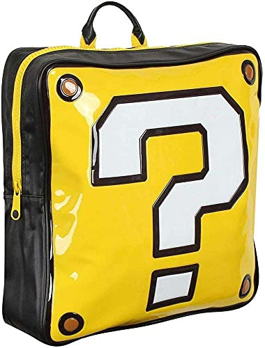 Biowarld Nintendo Super Mario Bros. Question Mark Box Geformter Rucksack, Schwarz (Bp990402Ntn) Lässiger Daypack, 37 cm, 10 L, Gelb