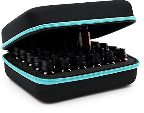 Hipiwe Hartschalen-Tragetasche für ätherische Öle, für 30 Flaschen, EVA-Kunststoff, Aufbewahrungstasche - perfekt für doTerra und junge Wohnöle mit Schaumstoffeinsatz (schwarz + blau)