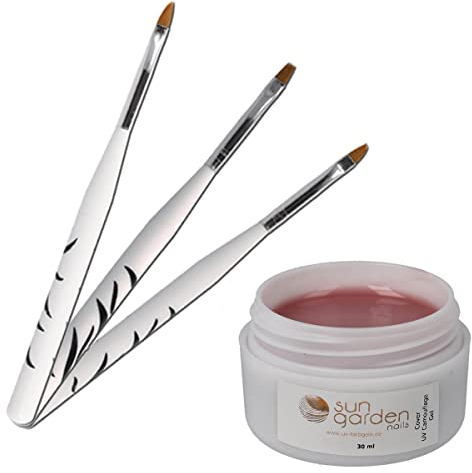 Sun Garden Nails UV Aufbaugel Cover 30ml + 3 tlg. Pinselset