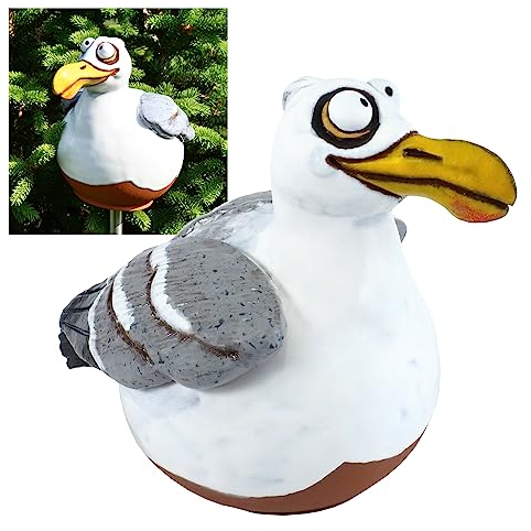 Midene Gartenstecker Keramik Handgefertigt - Gartendeko für Draußen Wetterfest - Garten Deko Keramik - Gartenfiguren & Gartenstatuen - Vogel Möve