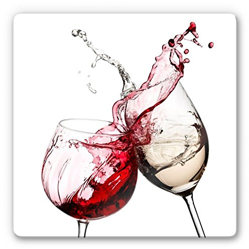 Pannello decorativo in vetro con calici da vino, forma quadrata, vetro, 30x30 cm