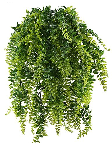 HUAESIN MIHOUNION Piante Artificiali Rampicanti Piante Pianta False Artificiale Cadente Piante Plastica Felce Finta Boston Verdi per Decorazioni Sospensione Vaso Esterno Interno 2pcs