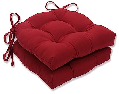 Pillow Perfect Outdoor/Indoor Pompeii Chair Pads, 15.5 x 14.5, 2 Pack,Red