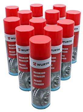 WURTH Limpiador de Frenos 500 ml – Pack de 12 Unidades – Spray Profesional para Limpiar Frenos, Embragues, Motores y Piezas Metálicas – Ref. 08901087