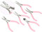Pliers Mini Handwork Tool Metal Set Jewellery Crafts Pink Cutter Kit DIY Handmade Making Cutting Long Handle Needle Flat Round Nose Combination Wire Cutters