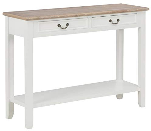 Festnight Konsolentisch mit 2 Schubladen und Ablagefläche Beistelltisch Dekotisch Konsole Telefontisch Tischchen Flurtisch für Flur Korridor Wohnzimmer Schlafzimmer Weiß 110 x 35 x 80 cm Holz