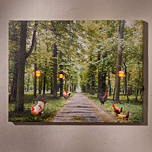 3 Pagen LED Bild Parkallee Leinwand auf Holzrahmen, 30x40 cm, Wandbild mit Beleuchtung, Leuchtbild, Leuchtdeko, Wanddeko