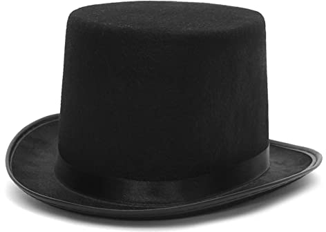 EOZY Zylinder Hut Herren Damen Hoher Hut Erwachsenenhut mit Satinband Top Hat Partyhut für Zauberer Karneval Fasching Kappenhöhe 12cm (Kappenhöhe 12cm, Schwarz)
