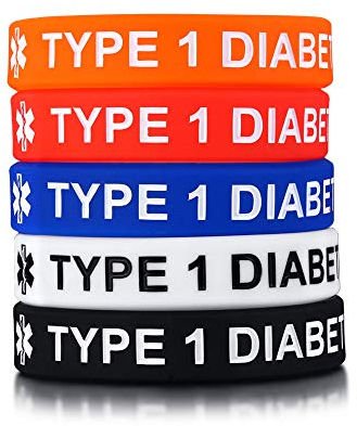 VNOX Silikonkautschuk-Medizinbänder TYP 1 Diabetes Gummi-Armbänder für Kinder Kinder