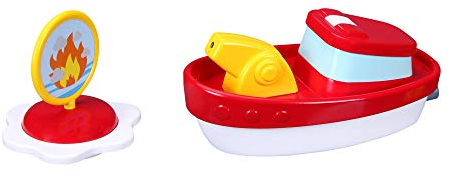 BBJunior Splash'N Play - Fire Boat: Feuerwehrboot, ideal für Wasser geeignet, inkl. Wassersprüh-Funktion, ab 24 Monaten, 15 cm, rot (16-89015)