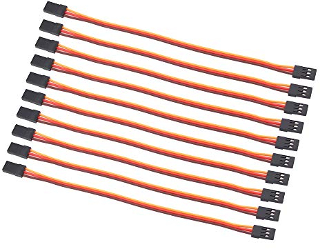 OliRC 10pcs Male to Male Servo Extension Lead Wire 22awg 60cores Cable 15cm for RC Airplane(C61-10)
