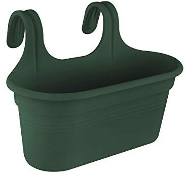 Muddy Hands Large Hanging Planter Outdoor Garden Fence Balcony Rail Railing Flower Herb Trough Plant Pot (1, Leaf Green)