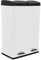 Monster Shop Poubelle à Pédale Recyclage 2 en 1 Blanche60L Métallique Poubelle de Cuisine à Double Compartiment 2 x 30L Poubelle Double Eco Large Robuste