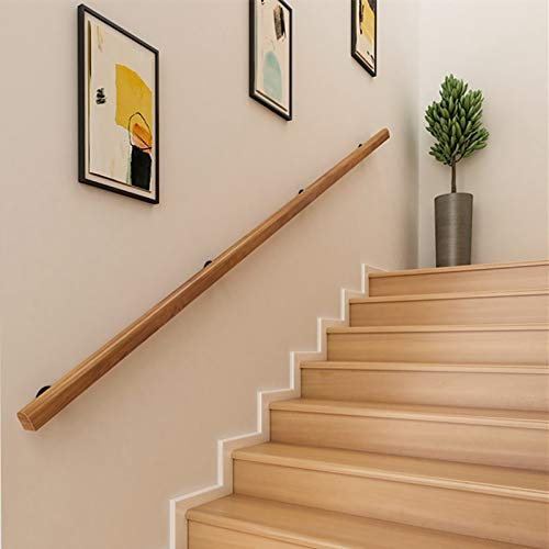 GJIF Treppenhandlauf, Handlauf 30-400 Cm, Rutschfestes Massivholz-Treppengeländer, Home Interior Loft Gegen Die Wand Älterer Handlauf(Size:270cm)