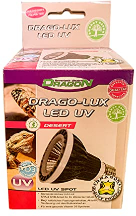 DRAGO LUX LED UV Terrarienbeleuchtung - Spot - LED UV Spot für Wüstenterrarium bzw. tropenterrarien (Wüstenterrarien, 8W)