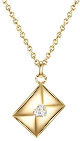 GLANZSTÜCKE MÜNCHEN Damen Kette 925/- Sterling Silber gelbvergoldet 18 Karat Zirkonia weiß Kuvert Silberhalskette