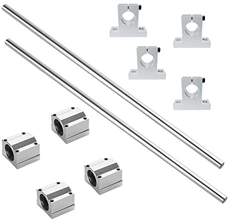 iYueMps 2 Stück 450mm Linearwelle 8mm Durchmesser Linearführung Set Horizontale Präzisionswelle Linearschiene mit Linearkugellager Wellen halterung Vertikaler für 3D Drucker CNC DIY