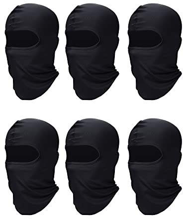 SATINIOR 6 Pcs Ski Mask Cover Balaclava Full Face Mask Summer Face Cover UV Windproof Balaclava for Men Women Outdoor Sports(Black,Classic Style)